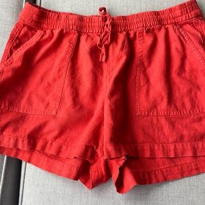 J. Crew High Waist linen Red Women's Shorts